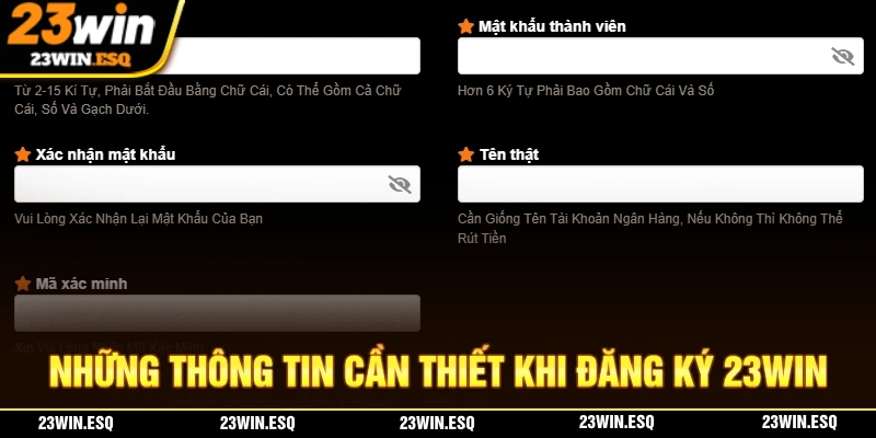 23WIN🎖️Trang Chủ 23 WIN Chính Thức - Link Đăng Ký +58K 20 Những thông mà bạn cần cung cấp cho quá trình đăng ký 23WIN